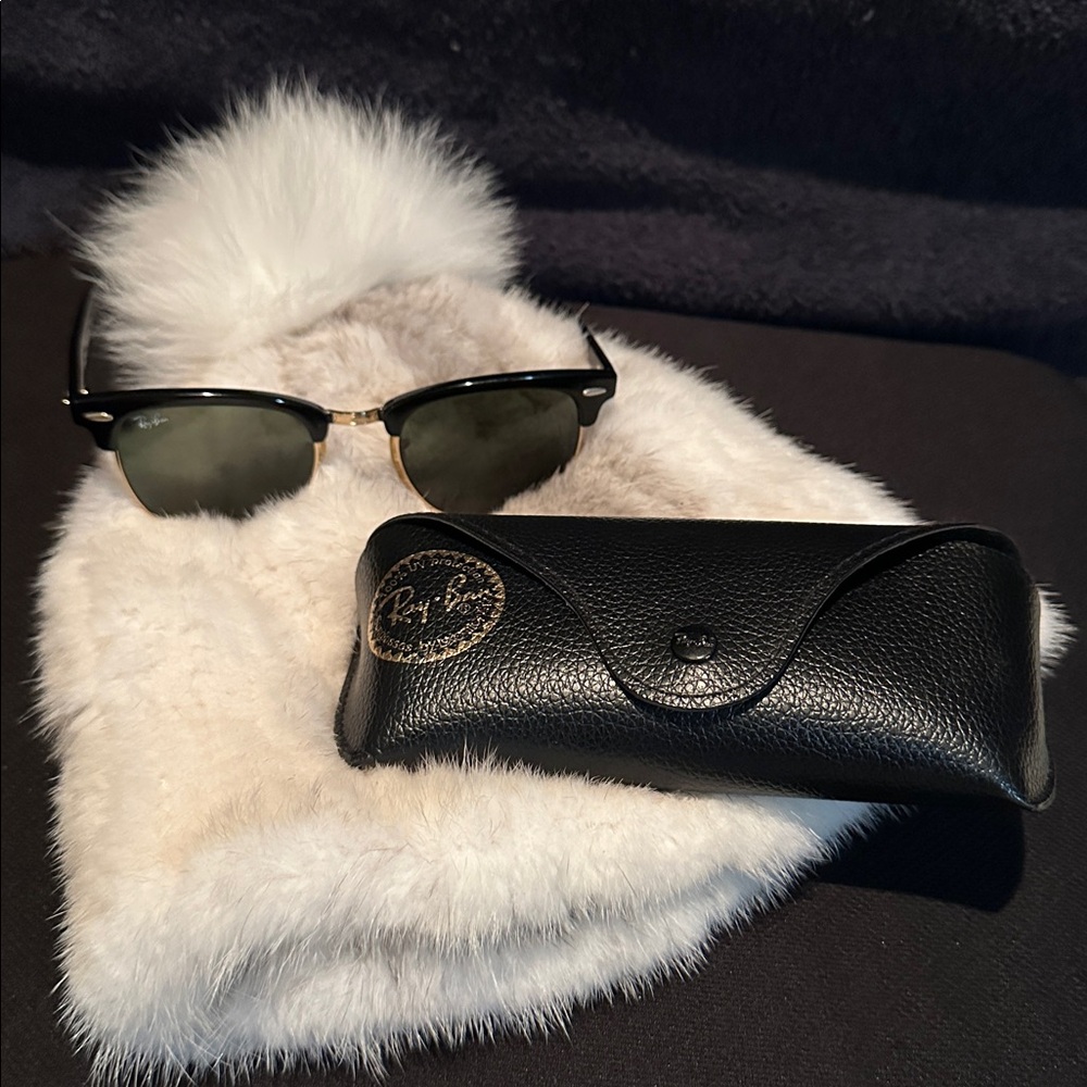 Ray-Ban Black and Gold Sunglasses with Case